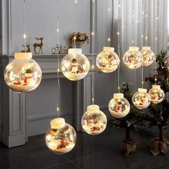 Set of 3 String lights santa wishball curtain, fairy light, cotton ball