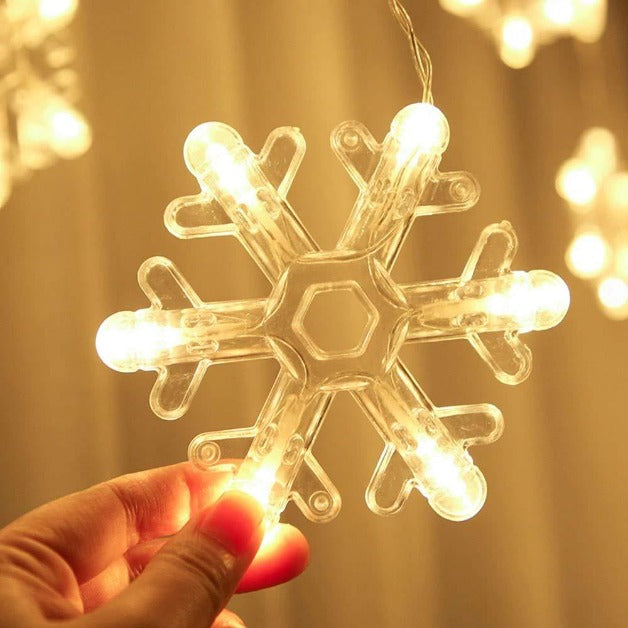 Snowflake Gateway Curtain Lights | 16 Snowflakes | Warm White LED