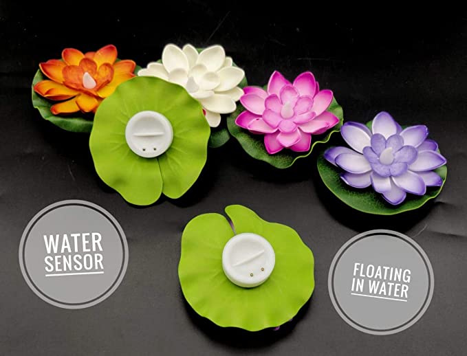 LED Lotus Floating Tea Light Flower | Water Sensor | Mix Color