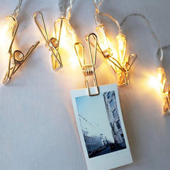 Gold Photo Clips Lights - Warm White LED