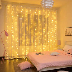 Curtain Lights | Copper Wire Fairy LED String - USB Powered | 8 Function Remote Control - Warm White