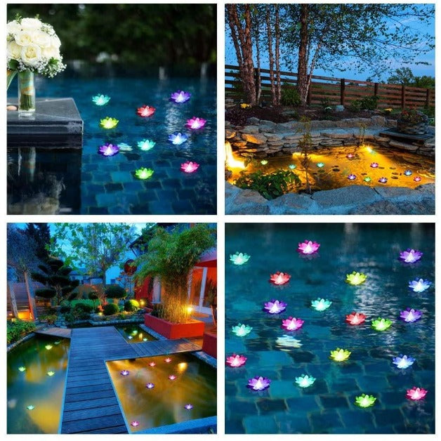 LED Lotus Floating Tea Light Flower | Water Sensor | Mix Color