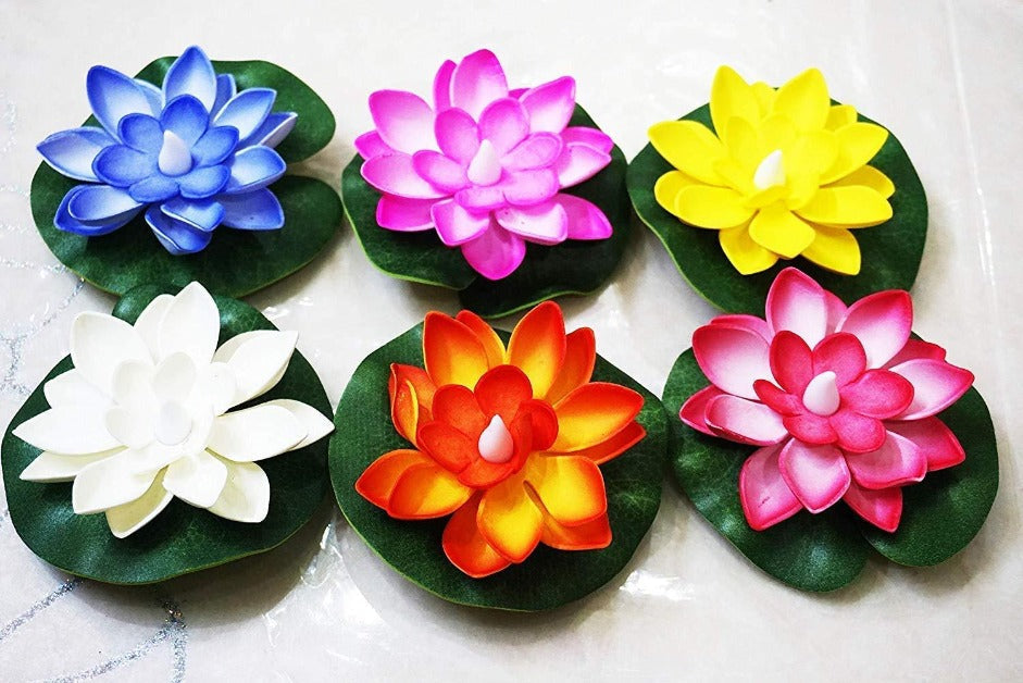 LED Lotus Floating Tea Light Flower | Water Sensor | Mix Color