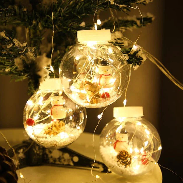 Set of 3 String lights santa wishball curtain, fairy light, cotton ball