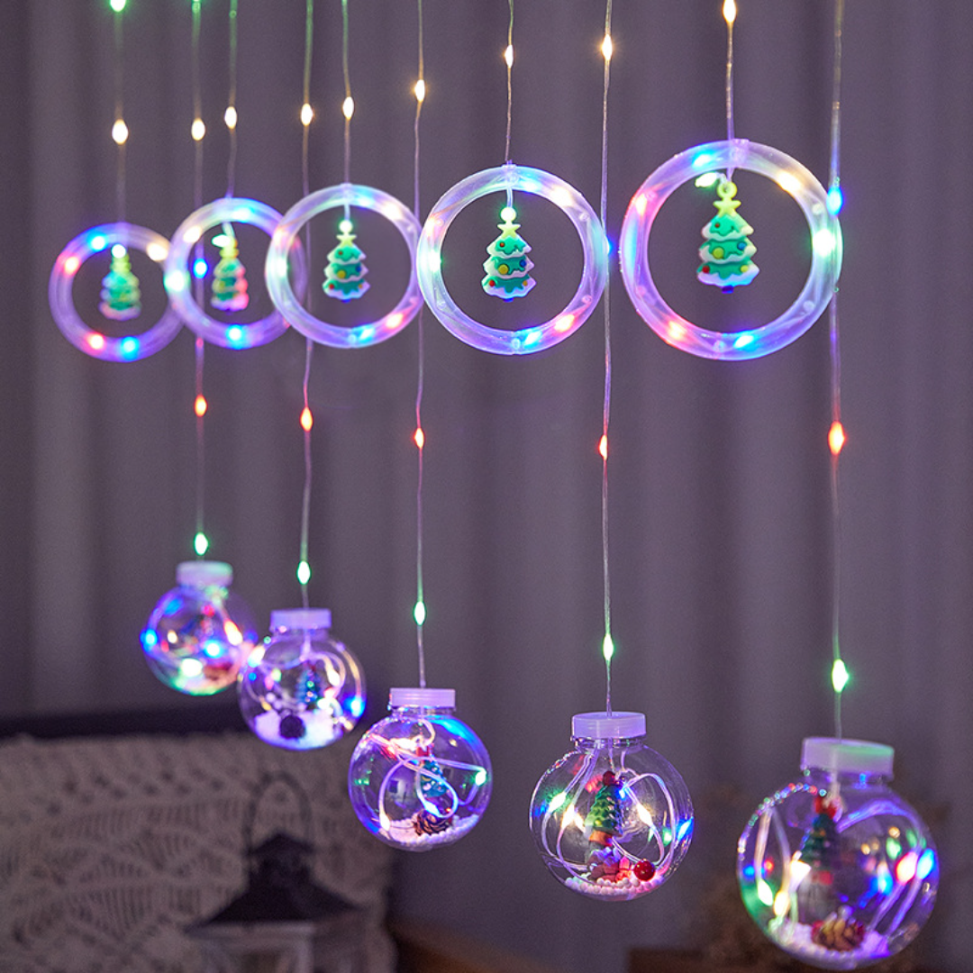 Christmas Rings + Balls Curtain Lights | Multi LED