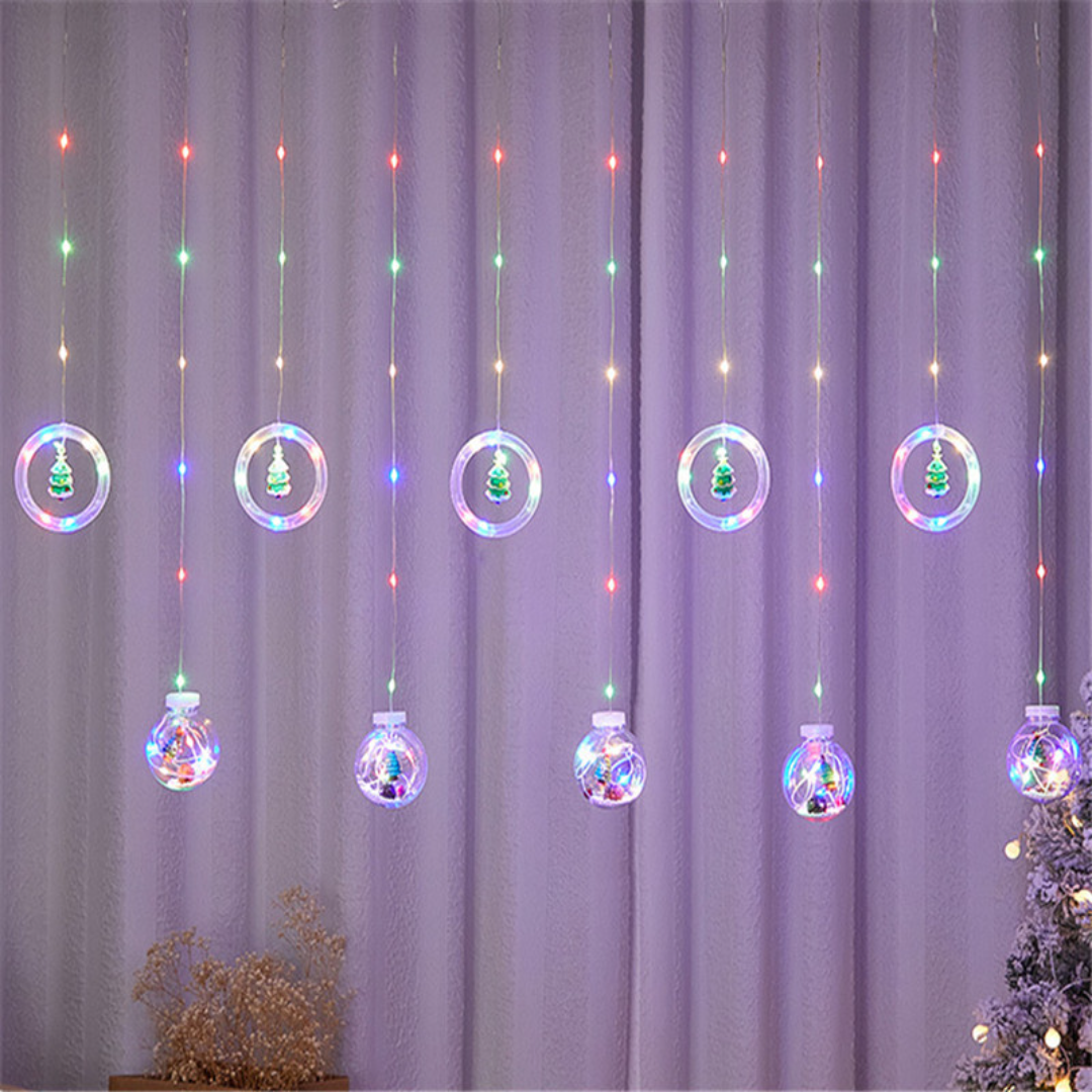 Christmas Rings + Balls Curtain Lights | Multi LED