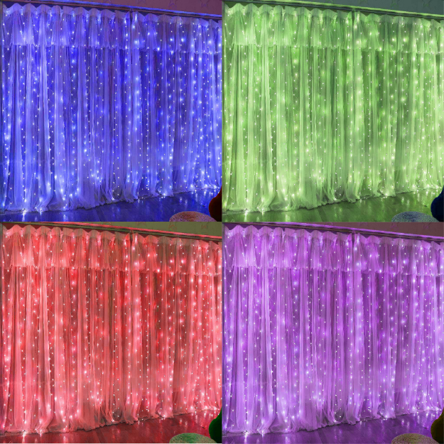 Copper Wire Fairy LED Curtain Lights - 16 Color Changing RGB | USB Operated