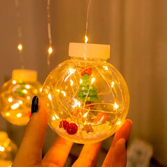 LED Ball Wishing Ball Curtain String Light Santa Inside Hanging Light Curtain String Wish Ball Curtain Lights | 10 Wish Balls | Warm White LED