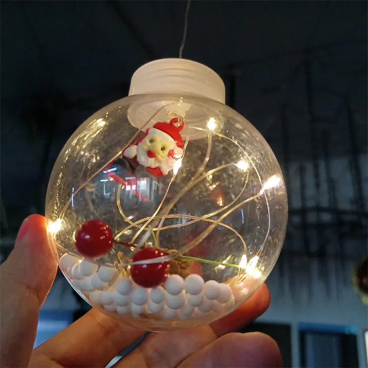 LED Ball Wishing Ball Curtain String Light Santa Inside Hanging Light Curtain String Wish Ball Curtain Lights | 10 Wish Balls | Warm White LED