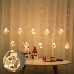 LED Ball Wishing Ball Curtain String Light Santa Inside Hanging Light Curtain String Wish Ball Curtain Lights | 10 Wish Balls | Warm White LED