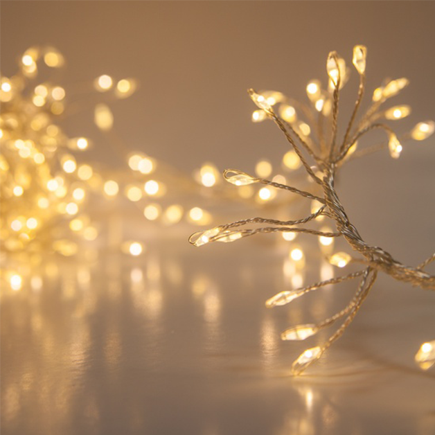 Cluster Copper Wire LED Fairy String Lights - 3AA Battery Operated | Warm White