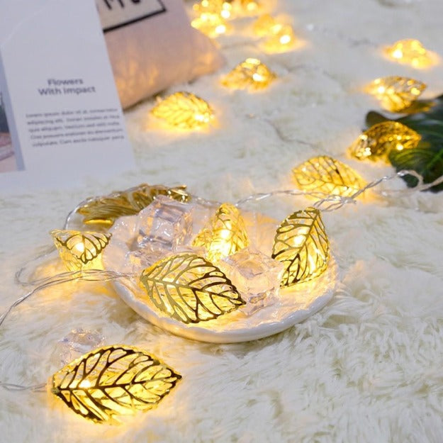 Metal Leaf Decorative String Lights - Warm White