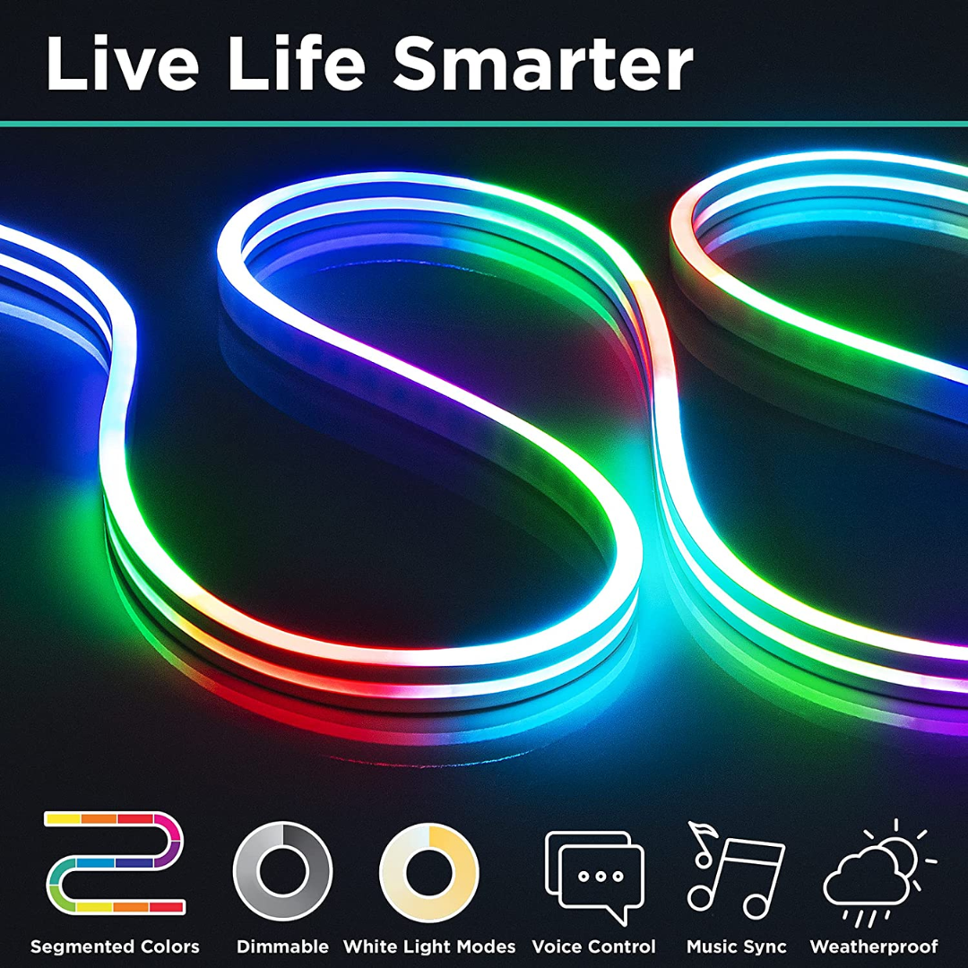 Smart RGBIC Neon Flex LED Strip Lights | Multicolor Chasing Dream Color IP67 Waterproof