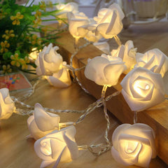 Rose String Lights - 3AA Battery + USB Operated | White