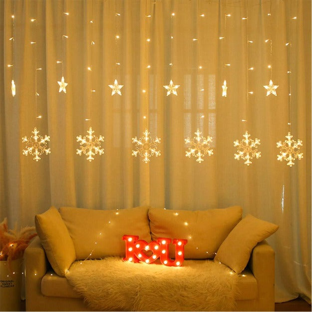 Snowflake Curtain Lights | Warm White LED