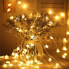 Star String Lights - 3AA Battery + USB Operated | Warm White LED